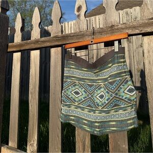 American Eagle Outfitters Blue and Green Patterned Mini Skirt